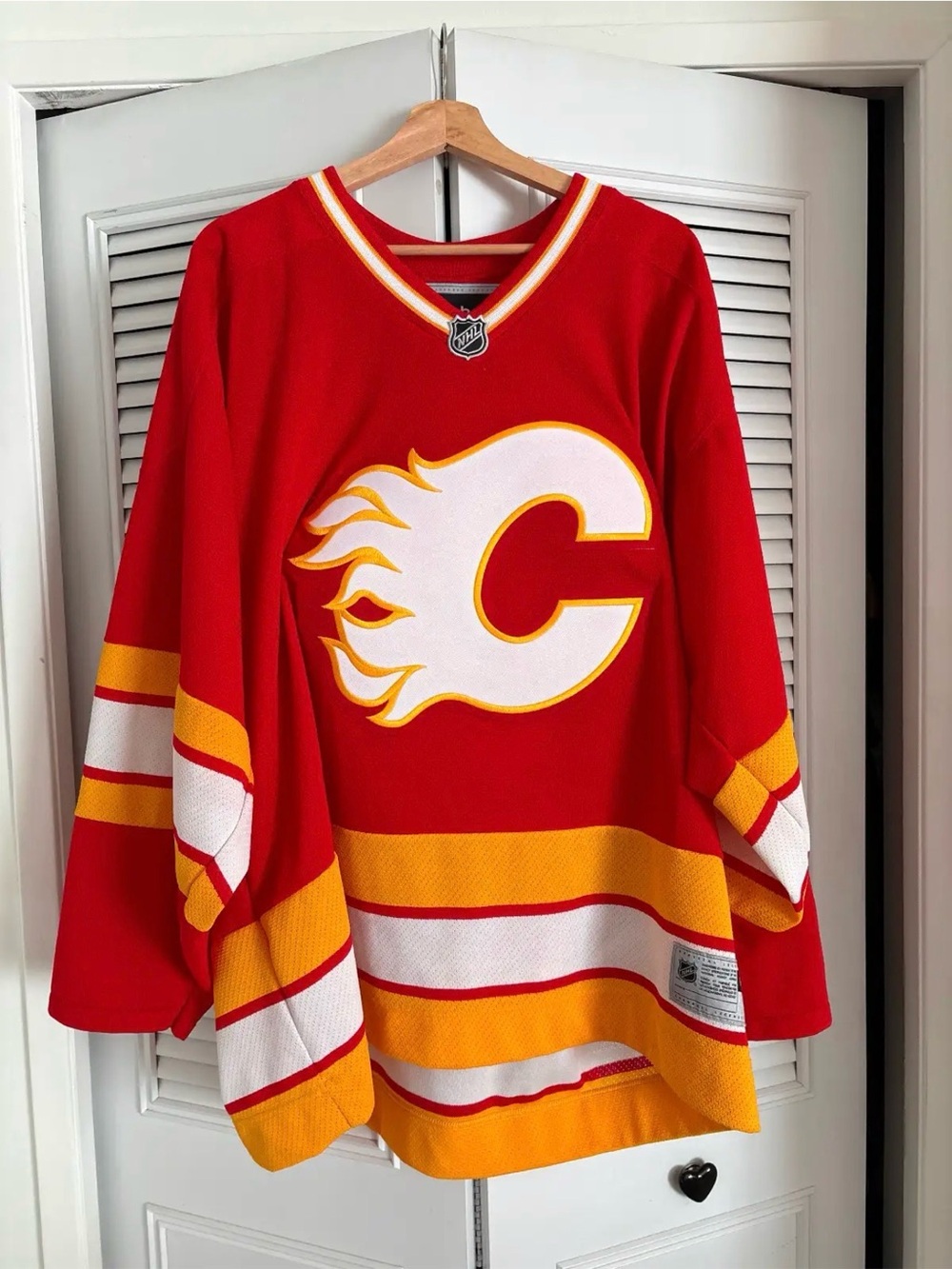 Calgary Flames Reebok Red and Yellow Boumeester #4 Hockey Jersey - Picture 3 of 5
